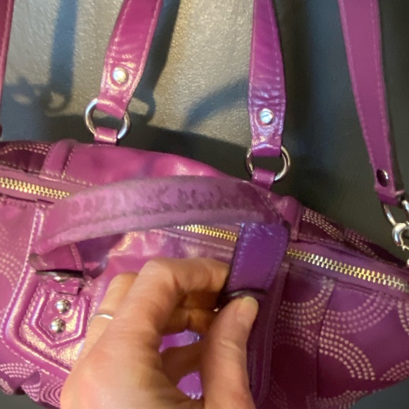 Coach Purple Fabric and Patent Leather Ashley Tote - Picture 11 of 12